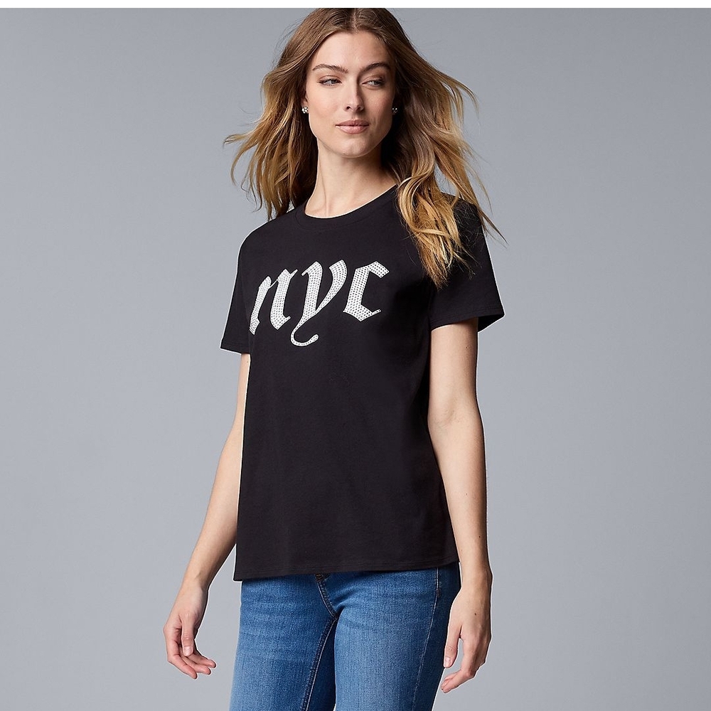 Black Short Sleeve Graphic T-Shirt with NYC Design - Picture 5 of 6